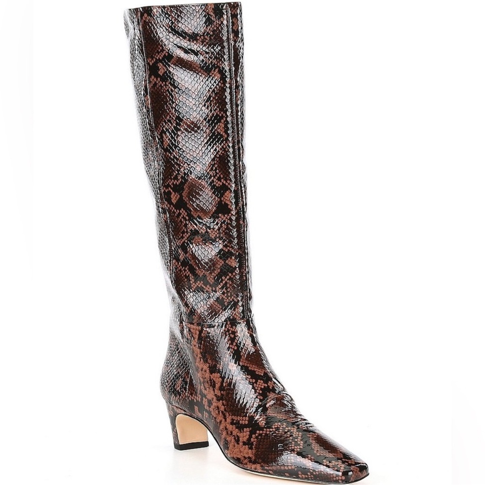 NWT Antonio Melani Mades Snake Patent Leather Tall Dress Boots Sz 7,5